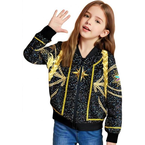 Blouson Enfant KPOP Demon Hunter Rumi Stella – Veste Noire et Dorée Inspirée du Film Blouson Enfant KPOP Demon Hunter Rumi Stella – Veste Noire et Dorée Inspirée du Film