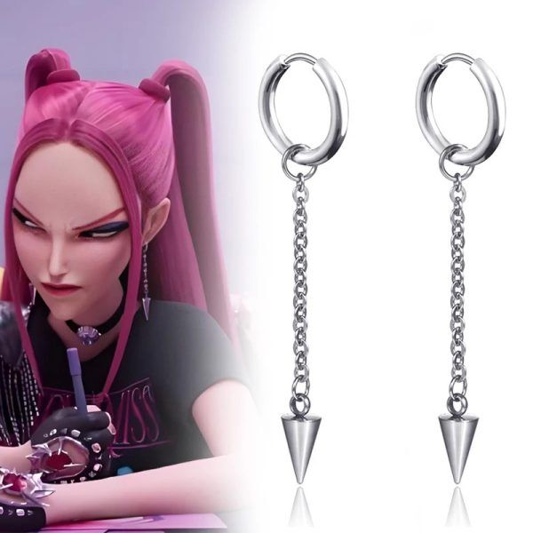 Boucles d’oreilles Mira – KPOP Demon Hunter | Style punk argenté inspiré du film Boucles d’oreilles Mira – KPOP Demon Hunter | Style punk argenté inspiré du film