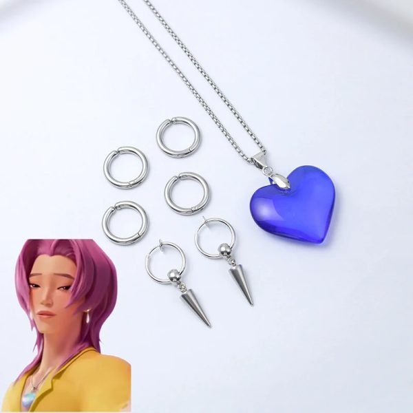 Collier cœur bleu et boucles d’oreilles Romance Saja – Cosplay KPOP Demon Hunter Collier cœur bleu et boucles d’oreilles Romance Saja – Cosplay KPOP Demon Hunter