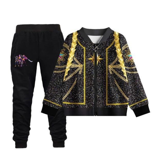 Ensemble Enfant KPOP Demon Hunter Rumi Stella – Veste et Pantalon Noir & Or Inspirés du Film Ensemble Enfant KPOP Demon Hunter Rumi Stella – Veste et Pantalon Noir & Or Inspirés du Film