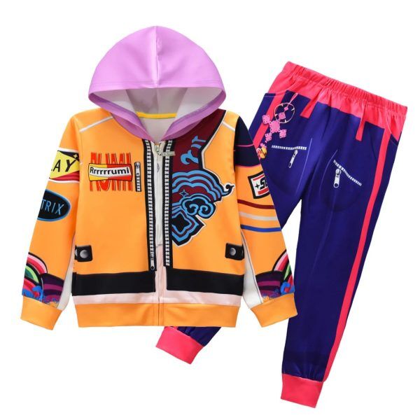 Ensemble KPOP Demon Hunter Rumi Enfant – Sweat à Capuche et Pantalon Coloré Inspiré du Film Ensemble KPOP Demon Hunter Rumi Enfant – Sweat à Capuche et Pantalon Coloré Inspiré du Film
