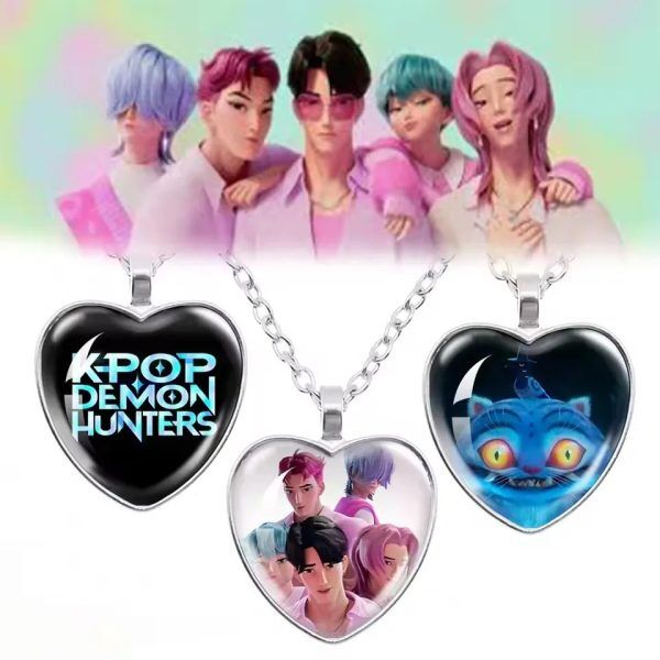 Collier Cœur KPOP Demon Hunter – Pendentif en alliage inspiré du film animé Collier Cœur KPOP Demon Hunter – Pendentif en alliage inspiré du film animé