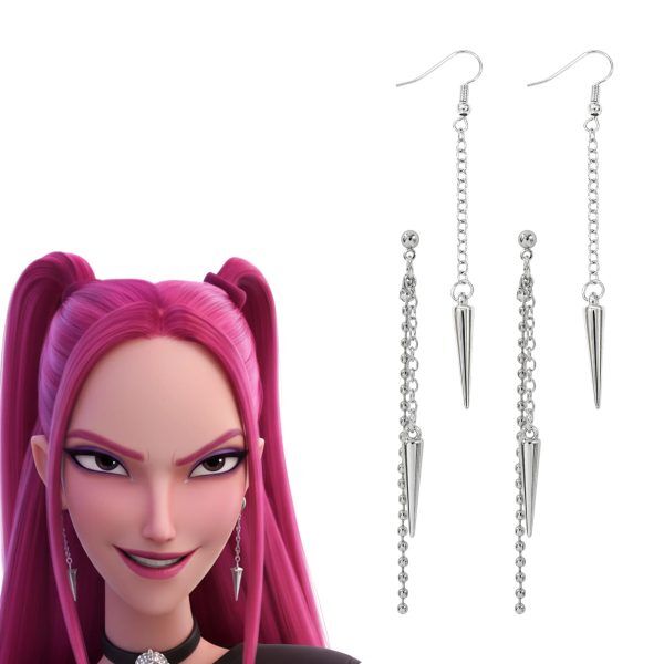 Boucles d’oreilles Mira – KPOP Demon Hunters | Chaînes argentées punk chic Boucles d’oreilles Mira – KPOP Demon Hunters | Chaînes argentées punk chic
