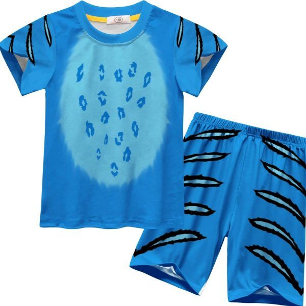 Ensemble Enfant Derpy – KPOP Demon Hunter | T-shirt et Short Cosplay Bleu Inspirés du Film Ensemble Enfant Derpy – KPOP Demon Hunter | T-shirt et Short Cosplay Bleu Inspirés du Film