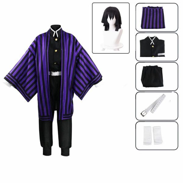 Cosplay Obanai Iguro Costum Demon Slayer Violet