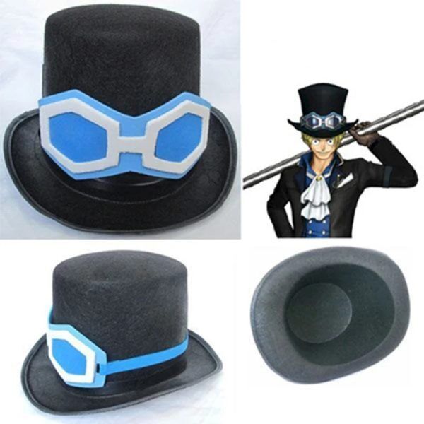 Chapeau Plat Noir de Cosplay Sabo One Piece