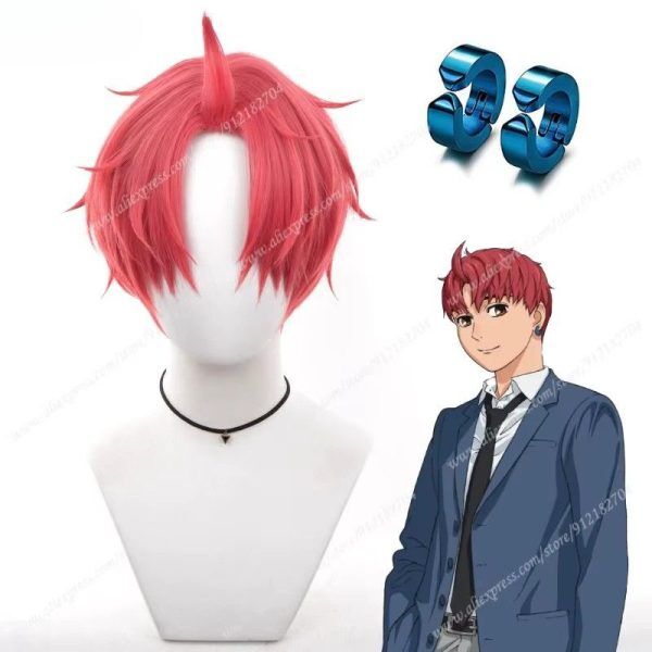 Set Jin Enjoji - Perruque Rose & Boucles d'Oreilles Bleues