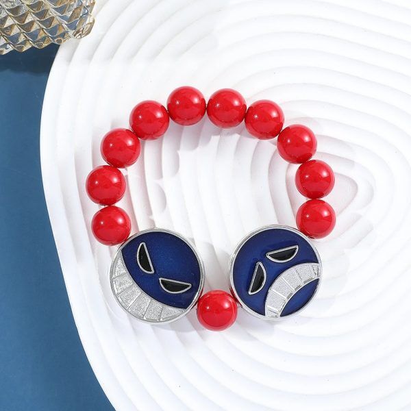 Bracelet Perles Rouge Double Tête Bleu de Portgas D. Ace