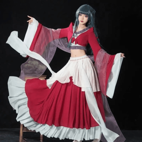 Cosplay Maomao – Robe de Danse Hanfu Rouge & Blanche | Tenue Traditionnelle Inspirée de L’Apothicaire Diaries