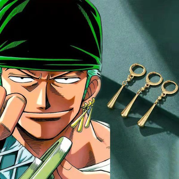 Boucles d'Oreilles Roronoa Zoro Dorées