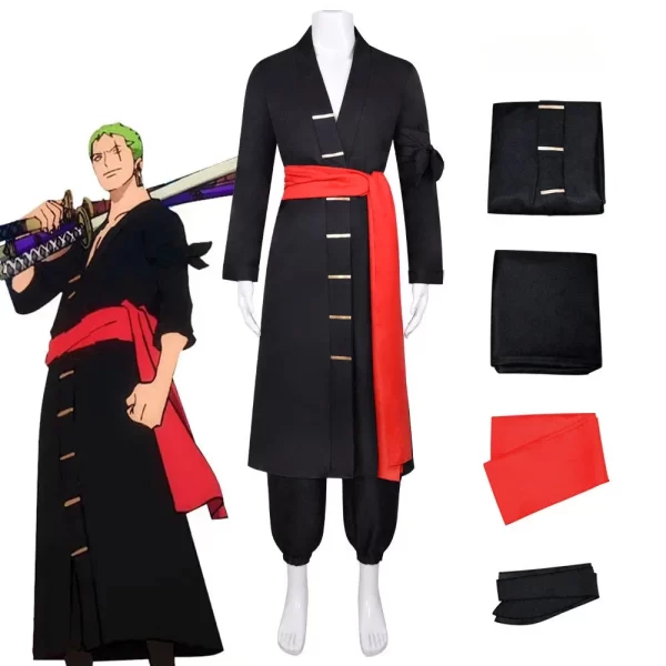 Cosplay Roronoa Zoro Tenue Complète Noire Wano