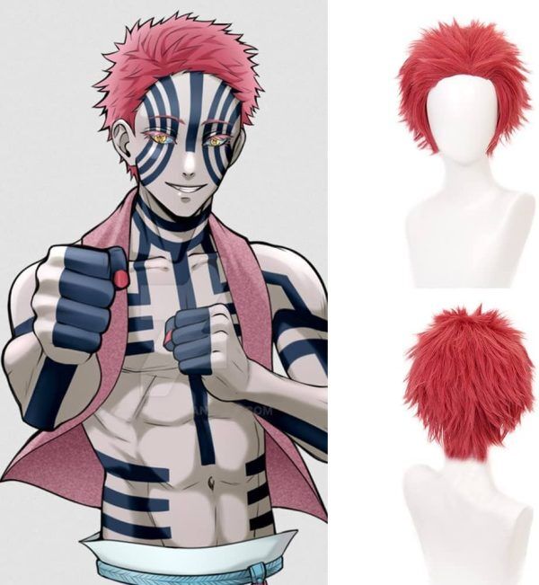 Perruque Akaza Cosplay Demon Slayer