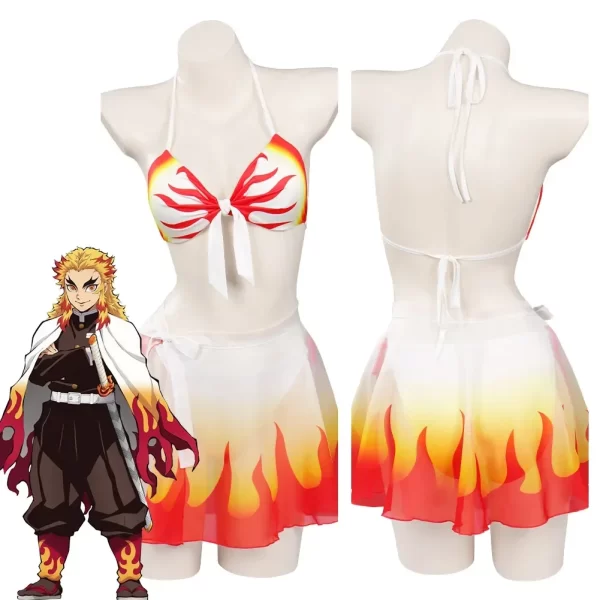 Cosplay Demon Slayer de Plage Kyojuro Rengoku Femme