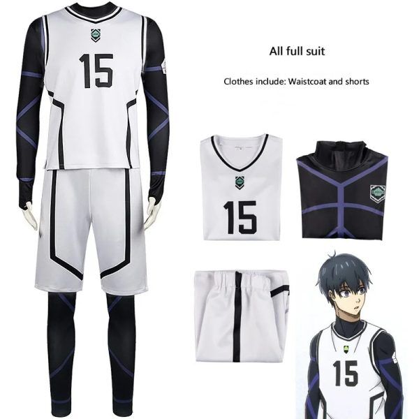 Cosplay Yoichi Isagi Cosplay Blue Lock Blanc