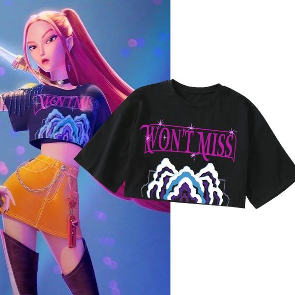 T-shirt Mira – KPop Demon Hunters – Crop Top "WON’T MISS" (5 Couleurs | Tailles S–XL)