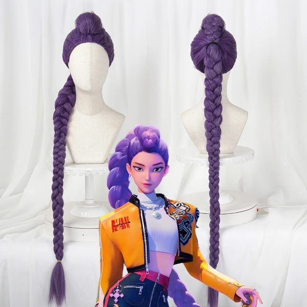 Perruque Cosplay Rumi – KPop Demon Hunters – Cheveux Violets Longue Tresse Taille Unique