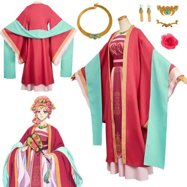 Cosplay Yuye – Robe Hanfu Traditionnelle Rouge et Turquoise | Tenue Impériale Inspirée d’Anime
