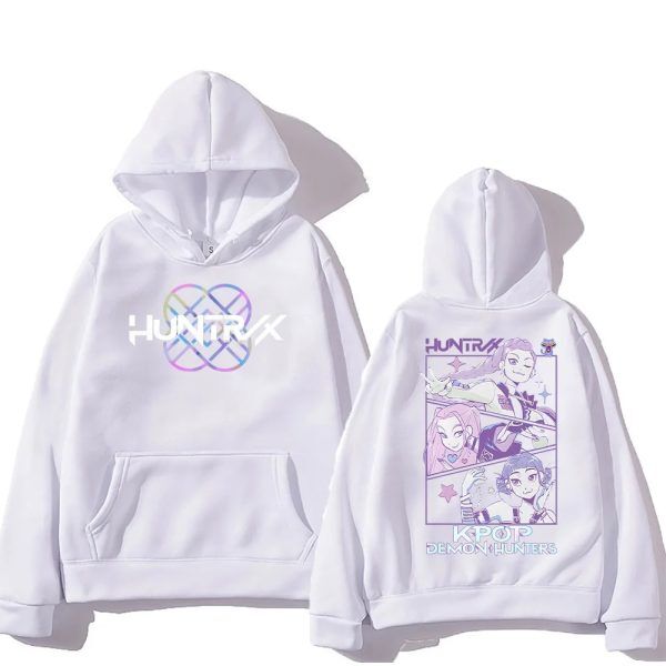 Sweat à Capuche KPOP Demon Hunter – HUNTR/X Girls Blanc | Hoodie Unisexe Style K-pop & Anime
