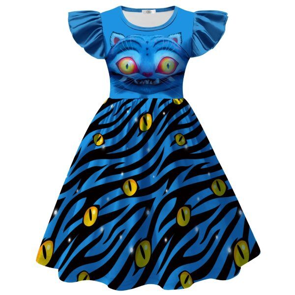 Robe Fille Derpy Cat – KPOP Demon Hunter | Robe Bleue à Motif Chat Magique Inspirée du Film