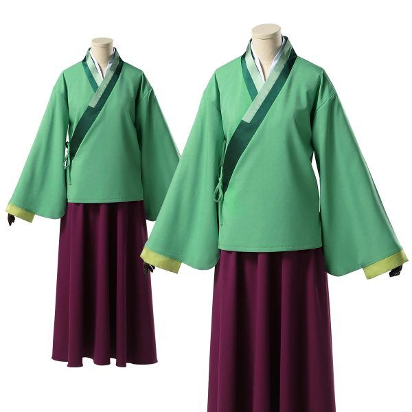 Cosplay Maomao L’Apothicaire – Costume traditionnel vert & bordeaux premium (XS–L)