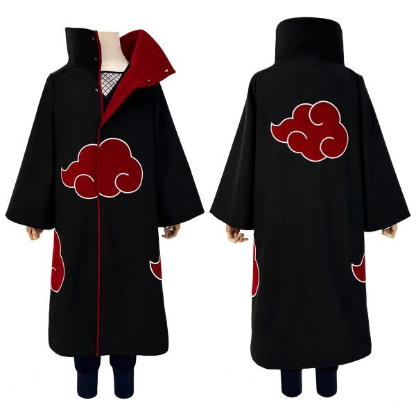Cosplay Akatsuki Premium – Cape Uchiha Itachi & Sasuke Brodée (Avec ou Sans Capuche)