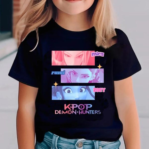 T-shirt Enfant KPOP Demon Hunter – Team HUNTR/X | Mira, Rumi & Zoey – Mode K-pop et Anime