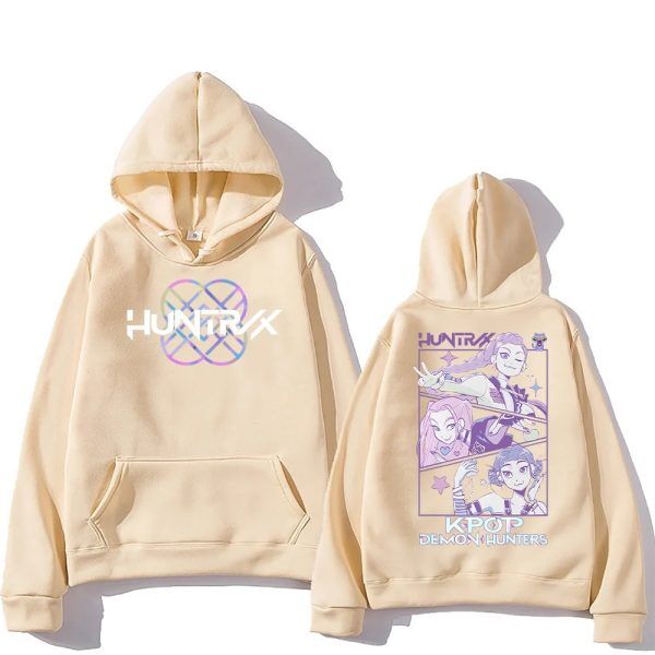 Sweat à Capuche KPOP Demon Hunter – HUNTR/X Girls Beige | Hoodie Unisexe Style K-pop & Anime